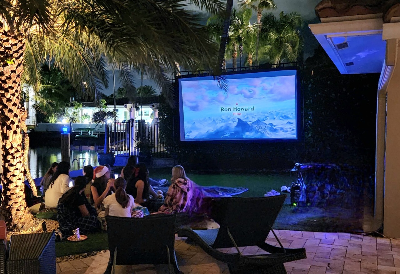 Event projector setup with lighting